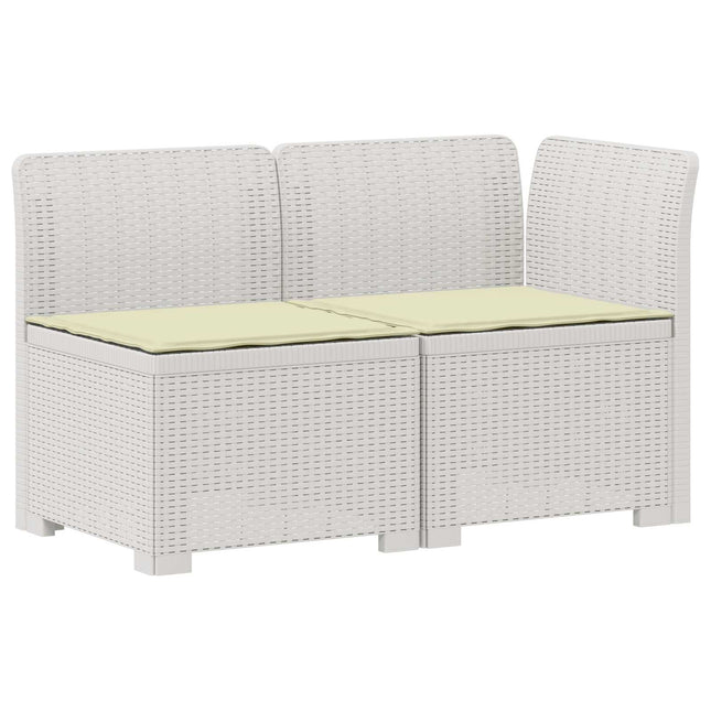 2-personers Havemøbelsofa med Pudefyld Rattan Look PP Hvid