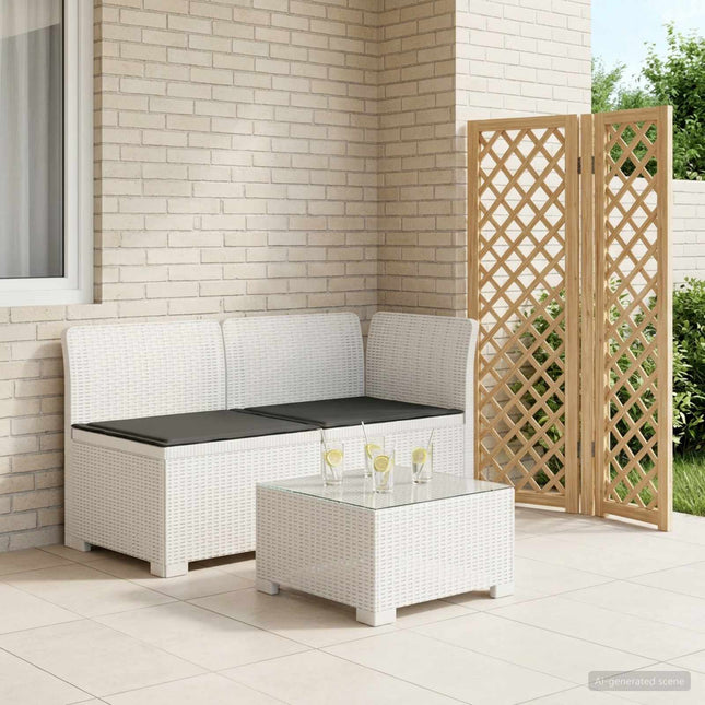 2-personers Havemøbelsofa med Pudefyld Rattan Look PP Hvid