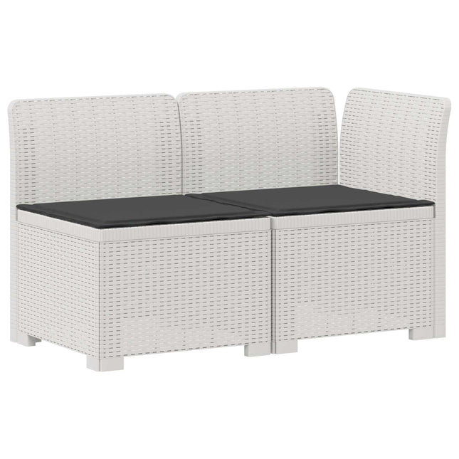 2-personers Havemøbelsofa med Pudefyld Rattan Look PP Hvid