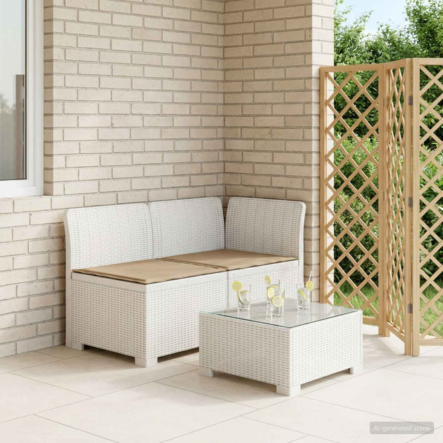 2-personers Havemøbelsofa med Pudefyld Rattan Look PP Hvid