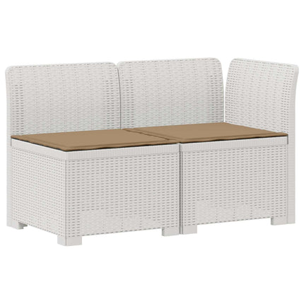 2-personers Havemøbelsofa med Pudefyld Rattan Look PP Hvid
