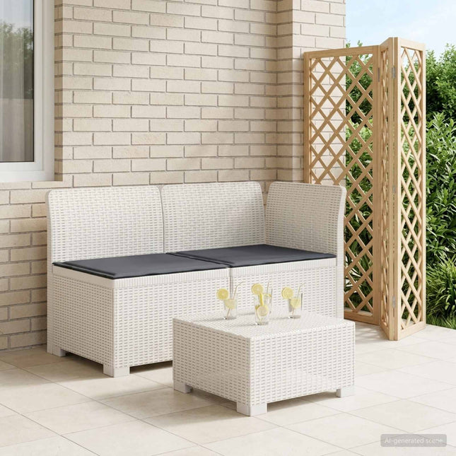2-personers Havemøbelsofa med Pudefyld Rattan Look PP Hvid
