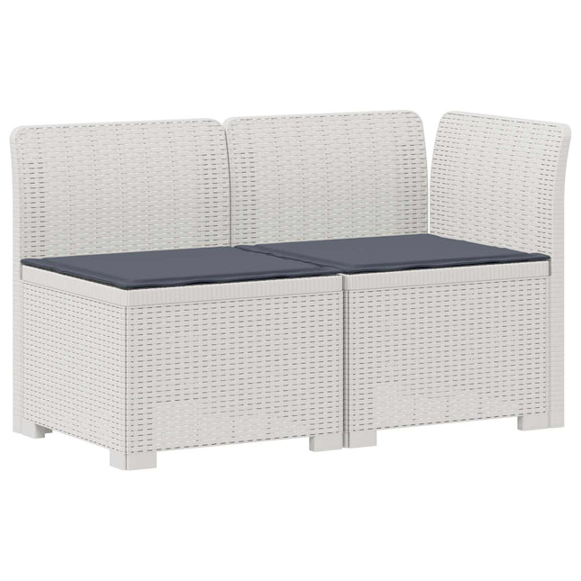 2-personers Havemøbelsofa med Pudefyld Rattan Look PP Hvid