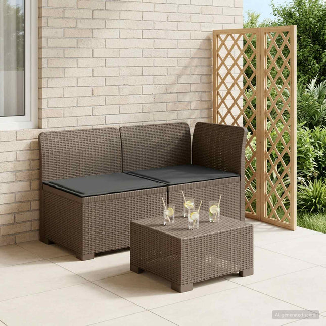 2-personers Havemøbelsofa med Pudefyld Rattan Look PP Lysegrå