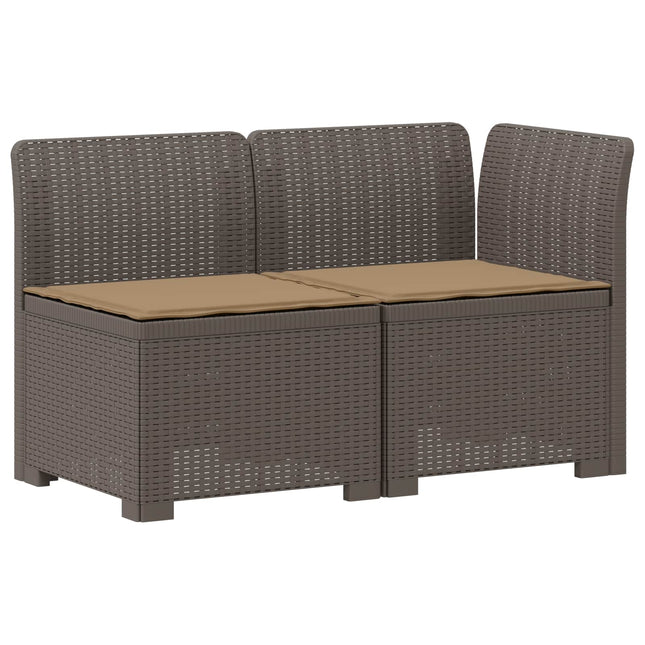2-personers Havemøbelsofa med Pudefyld Rattan Look PP Lysegrå
