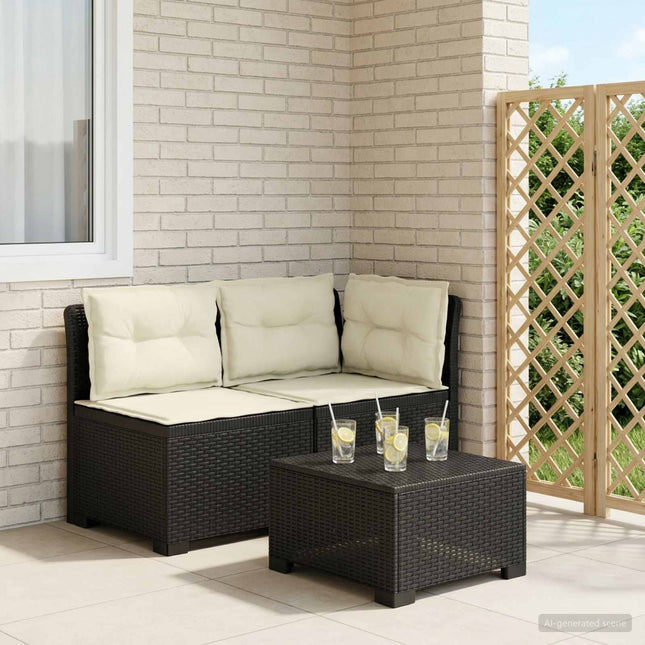 2-personers Havemøbelsofa med Pudefyld Rattan Look PP Antracit