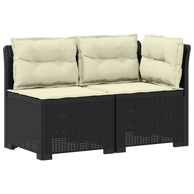 2-personers Havemøbelsofa med Pudefyld Rattan Look PP Antracit