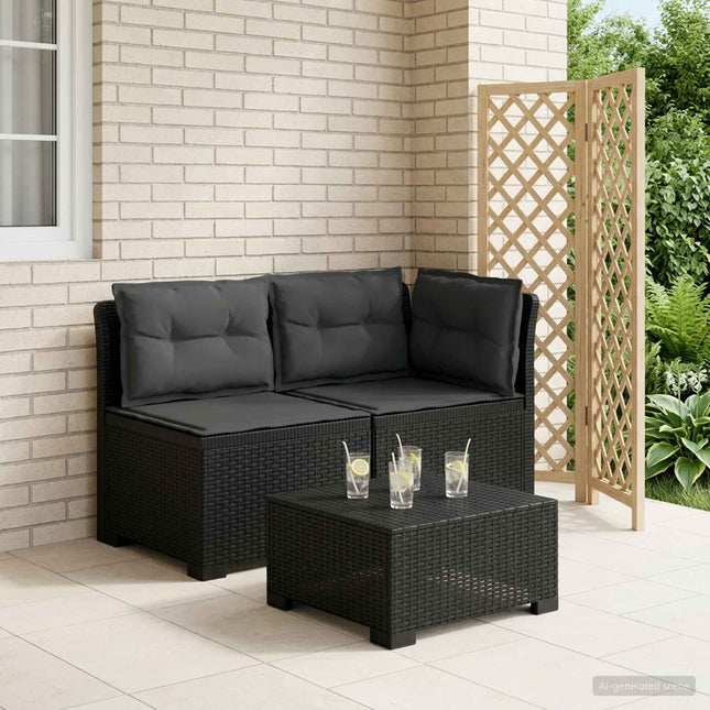 2-personers Havemøbelsofa med Pudefyld Rattan Look PP Antracit