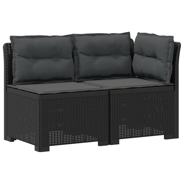 2-personers Havemøbelsofa med Pudefyld Rattan Look PP Antracit
