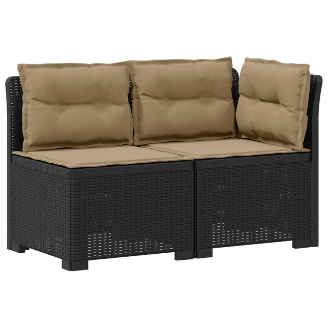 2-personers Havemøbelsofa med Pudefyld Rattan Look PP Antracit