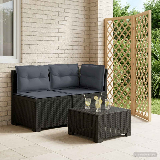 2-personers Havemøbelsofa med Pudefyld Rattan Look PP Antracit
