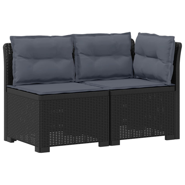 2-personers Havemøbelsofa med Pudefyld Rattan Look PP Antracit