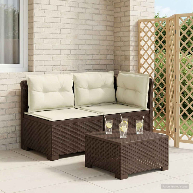 2-personers Havemøbelsofa med Pudefyld Rattan Look PP Brun
