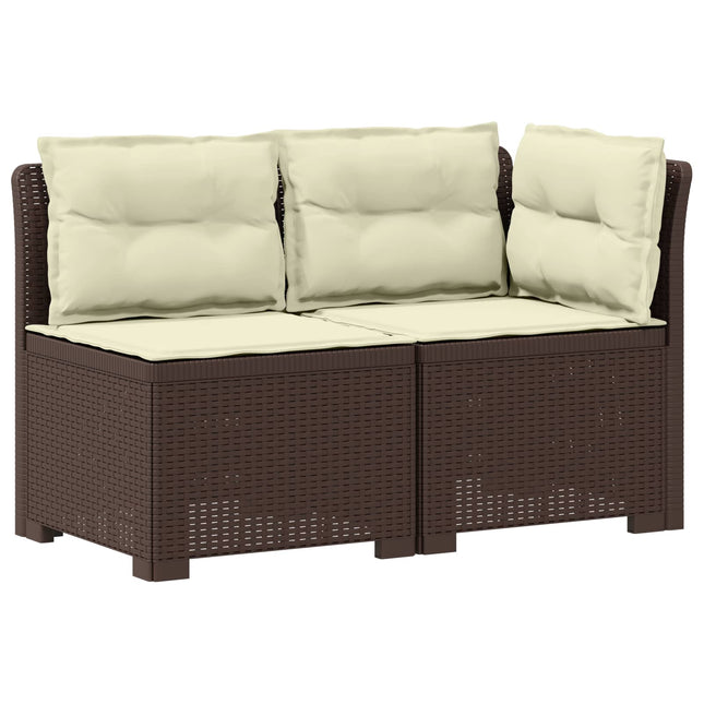 2-personers Havemøbelsofa med Pudefyld Rattan Look PP Brun
