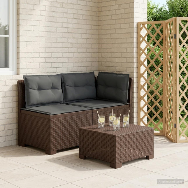 2-personers Havemøbelsofa med Pudefyld Rattan Look PP Brun