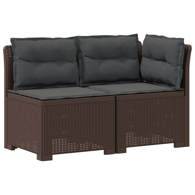 2-personers Havemøbelsofa med Pudefyld Rattan Look PP Brun