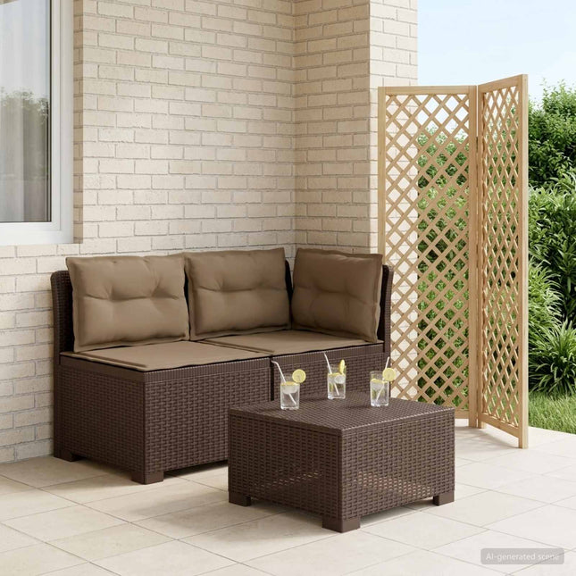 2-personers Havemøbelsofa med Pudefyld Rattan Look PP Brun