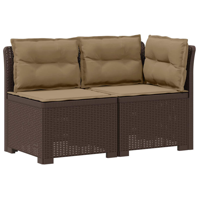 2-personers Havemøbelsofa med Pudefyld Rattan Look PP Brun