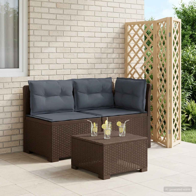 2-personers Havemøbelsofa med Pudefyld Rattan Look PP Brun