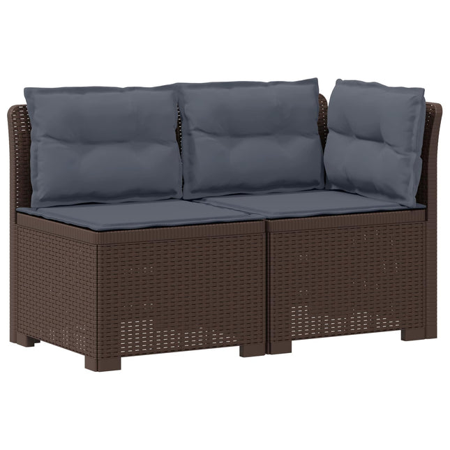 2-personers Havemøbelsofa med Pudefyld Rattan Look PP Brun