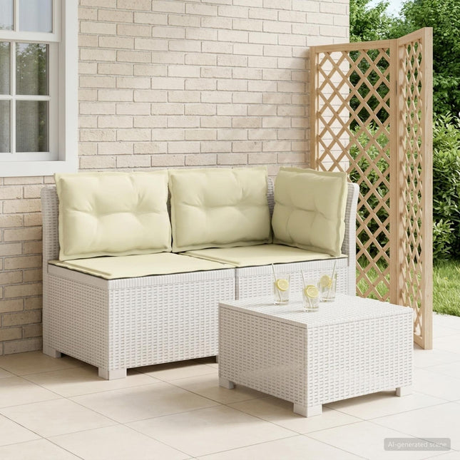 2-personers Havemøbelsofa med Pudefyld Rattan Look PP Hvid