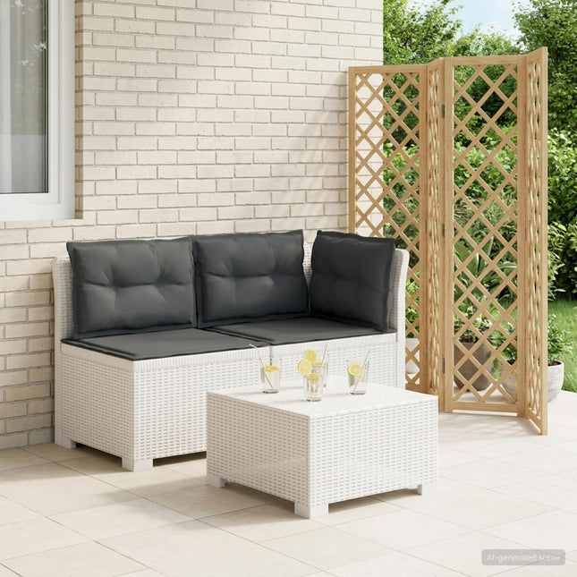 2-personers Havemøbelsofa med Pudefyld Rattan Look PP Hvid