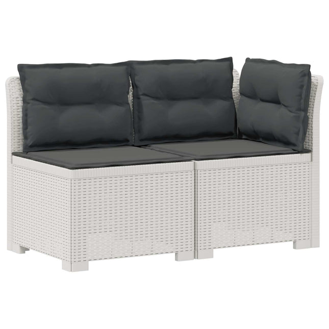 2-personers Havemøbelsofa med Pudefyld Rattan Look PP Hvid