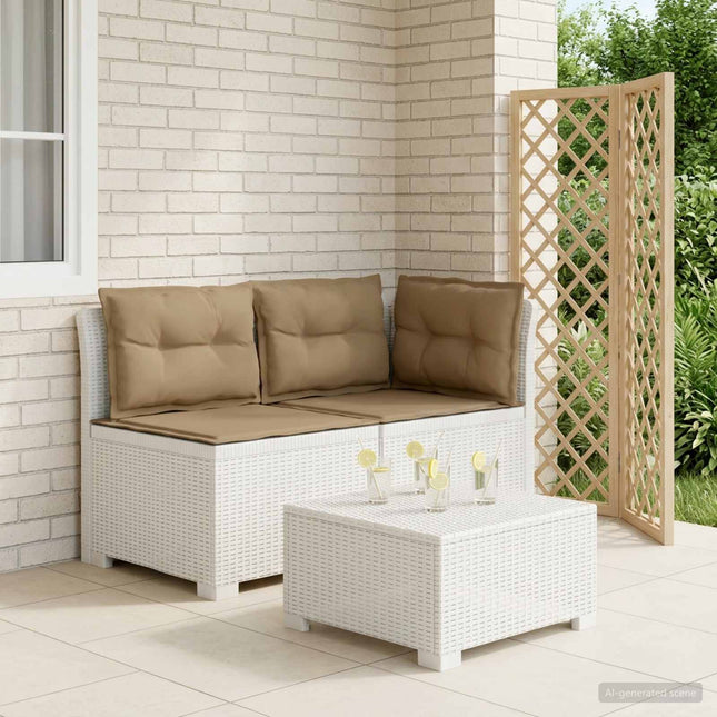2-personers Havemøbelsofa med Pudefyld Rattan Look PP Hvid