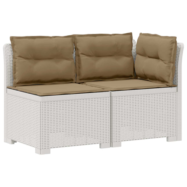 2-personers Havemøbelsofa med Pudefyld Rattan Look PP Hvid