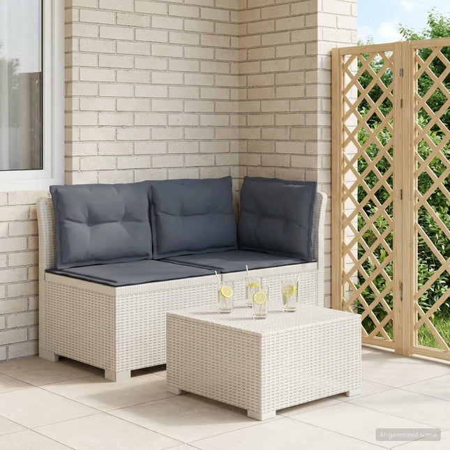 2-personers Havemøbelsofa med Pudefyld Rattan Look PP Hvid