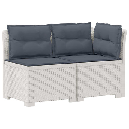2-personers Havemøbelsofa med Pudefyld Rattan Look PP Hvid