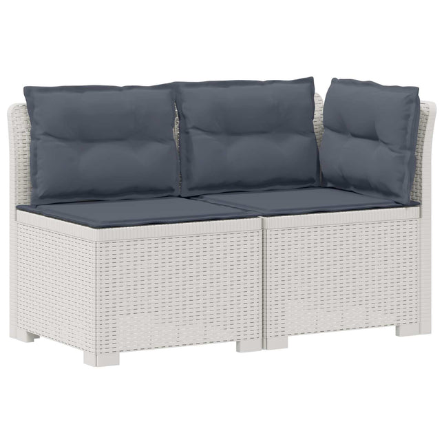 2-personers Havemøbelsofa med Pudefyld Rattan Look PP Hvid
