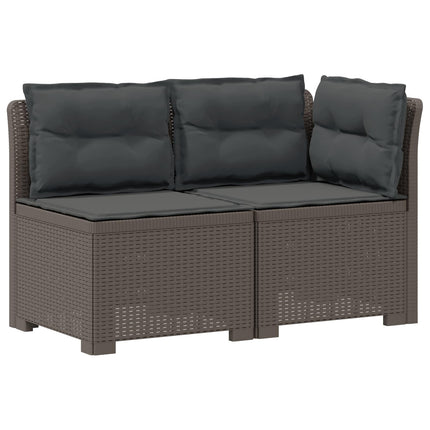 2-personers Havemøbelsofa med Pudefyld Rattan Look PP Lysegrå