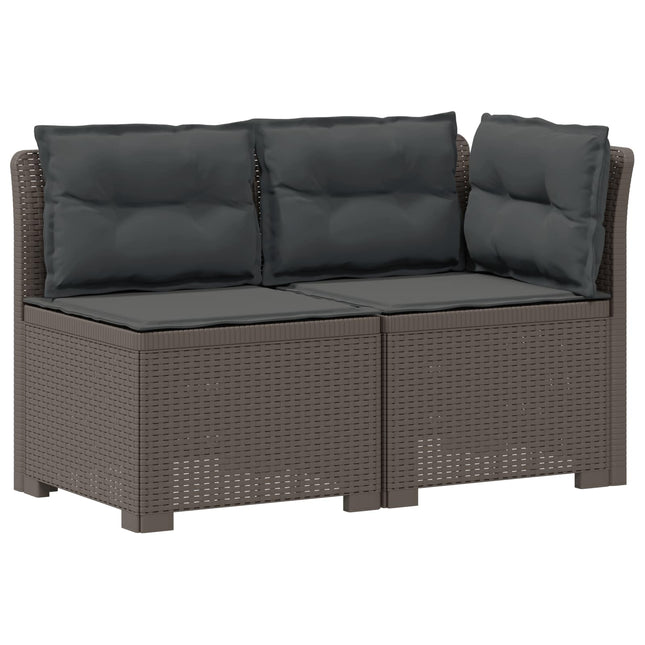 2-personers Havemøbelsofa med Pudefyld Rattan Look PP Lysegrå