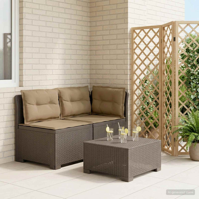 2-personers Havemøbelsofa med Pudefyld Rattan Look PP Lysegrå