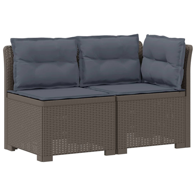2-personers Havemøbelsofa med Pudefyld Rattan Look PP Lysegrå