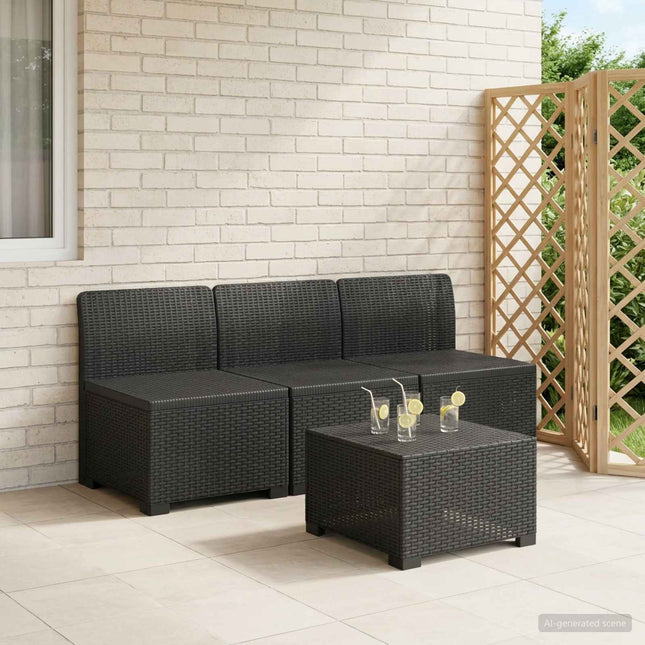 3-personers Havemøbel Sofa Rattan Look PP Antracit