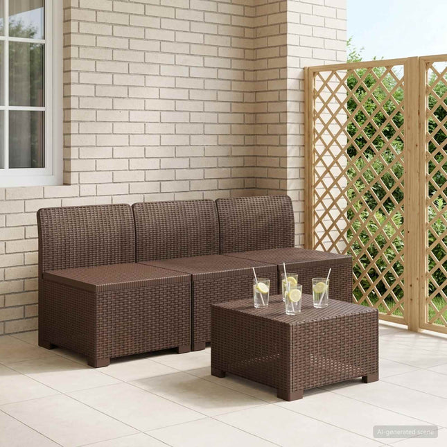 3-personers Havemøbel Sofa Rattan Look PP Brun
