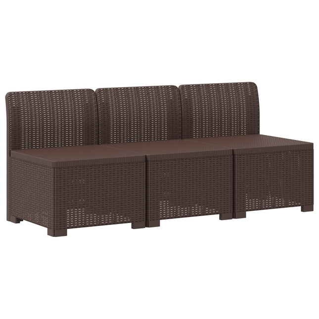 3-personers Havemøbel Sofa Rattan Look PP Brun