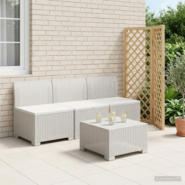 3-personers Havemøbel Sofa Rattan Look PP Hvid