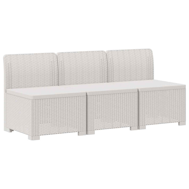 3-personers Havemøbel Sofa Rattan Look PP Hvid
