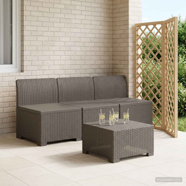 3-personers Havemøbel Sofa Rattan Look PP Lysegrå
