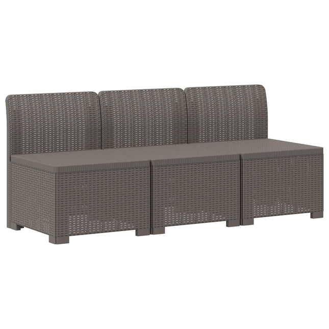 3-personers Havemøbel Sofa Rattan Look PP Lysegrå