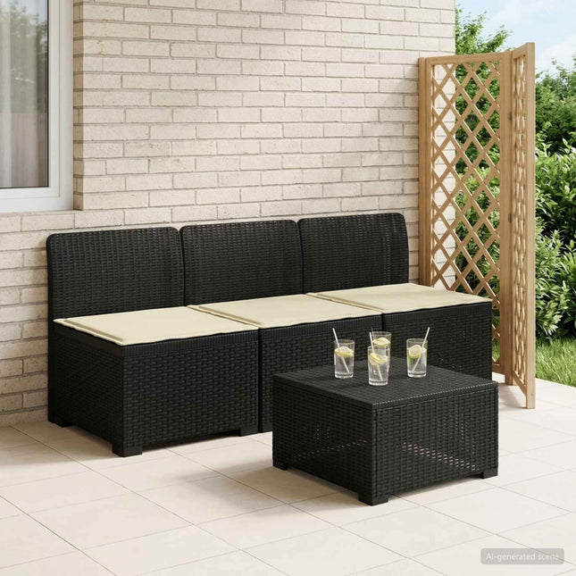 3-personers havensofa med puder i rattanlook PP Antracit