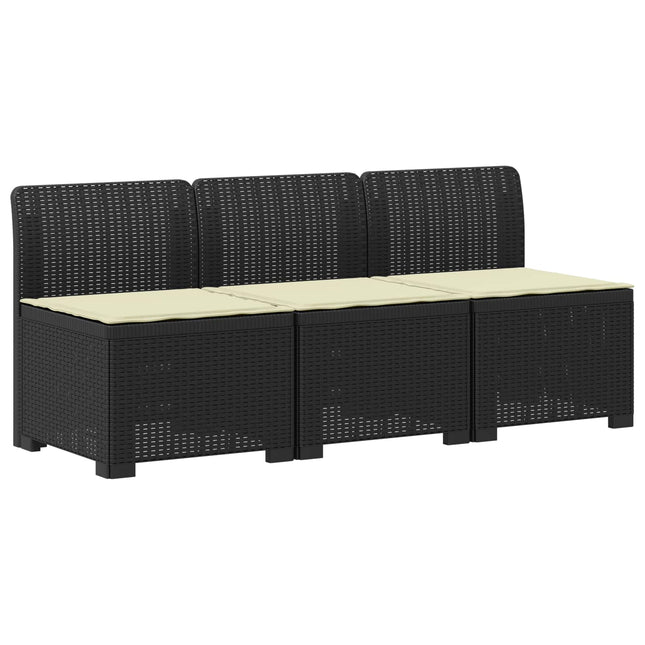 3-personers havensofa med puder i rattanlook PP Antracit