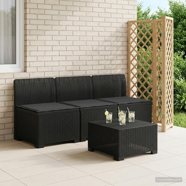 3-personers havensofa med puder i rattanlook PP Antracit