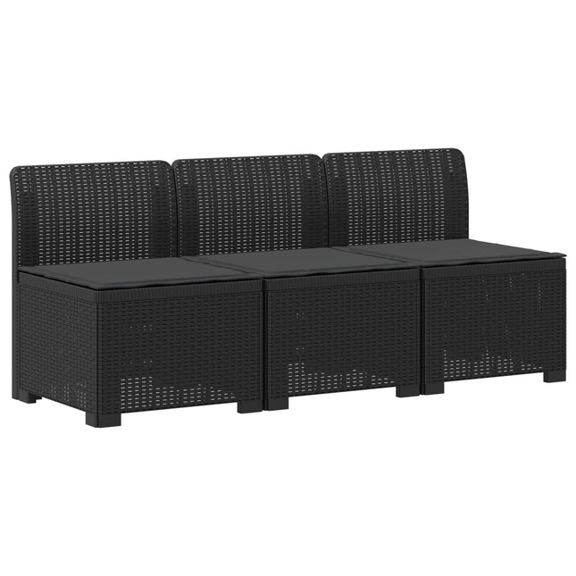 3-personers havensofa med puder i rattanlook PP Antracit