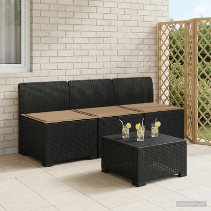 3-personers havensofa med puder i rattanlook PP Antracit