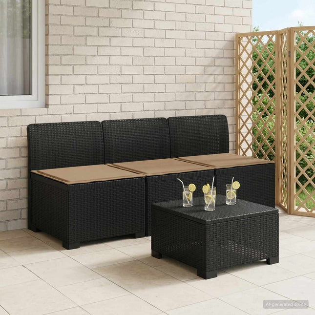 3-personers havensofa med puder i rattanlook PP Antracit