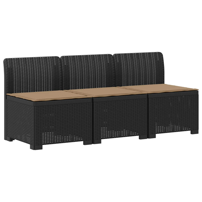 3-personers havensofa med puder i rattanlook PP Antracit